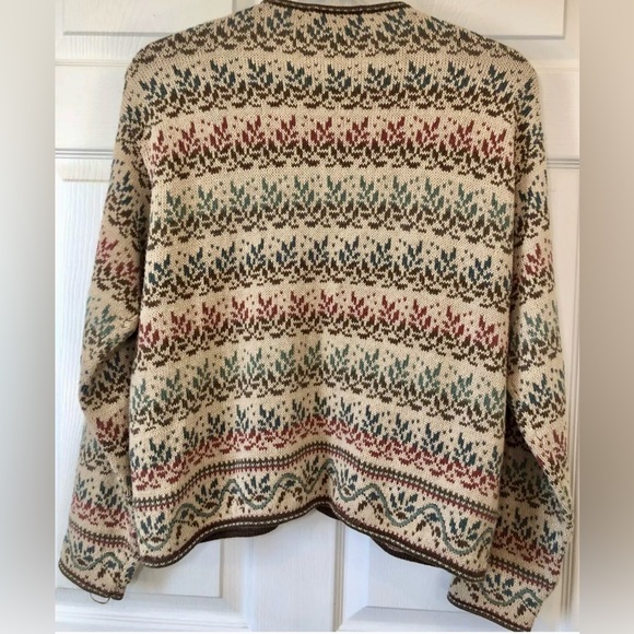 Vtg Nomadic Traders Zip Front Cardigan Floral Leaf Pattern Cotton Size Large - Picture 3 of 5